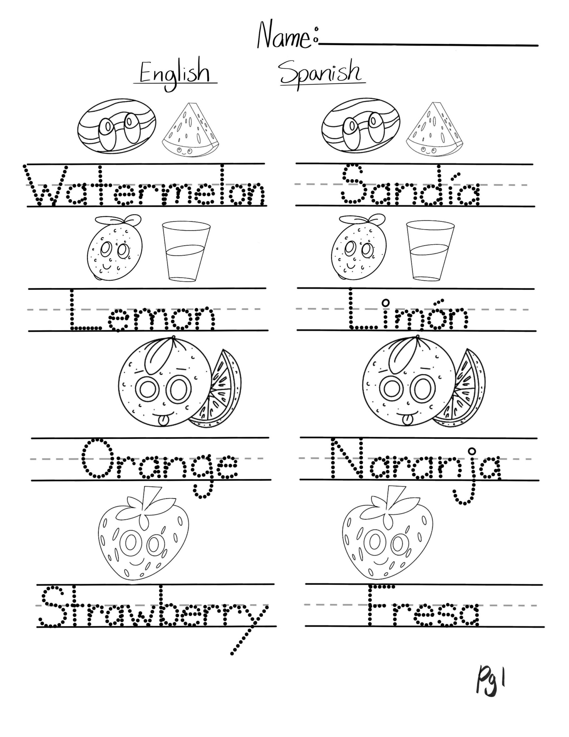 Spanish And English Language Learning Downloadable PDF Worksheets Kinder First Grade And Home School Etsy