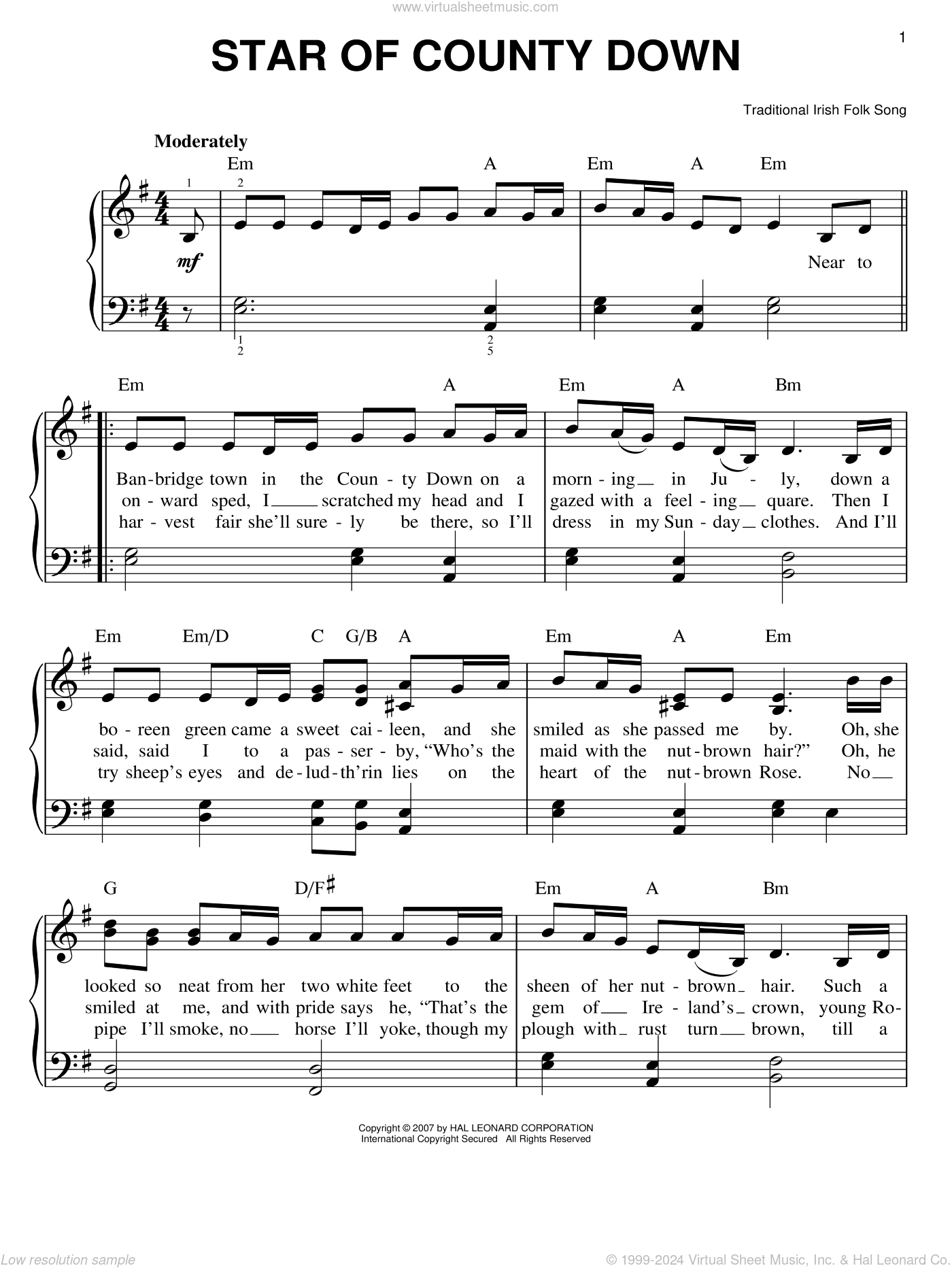 Star Of County Down Sheet Music For Piano Solo PDF interactive 