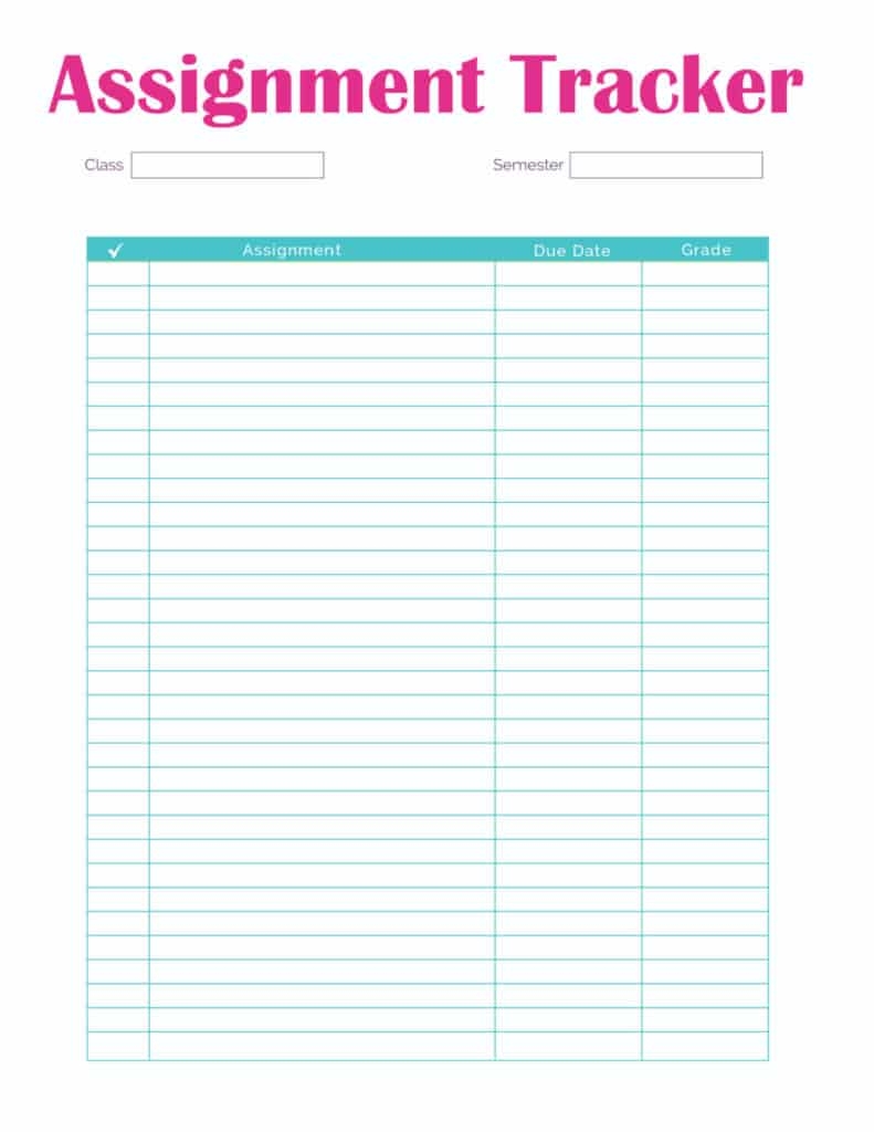 Free Printable Assignment Sheets For Students