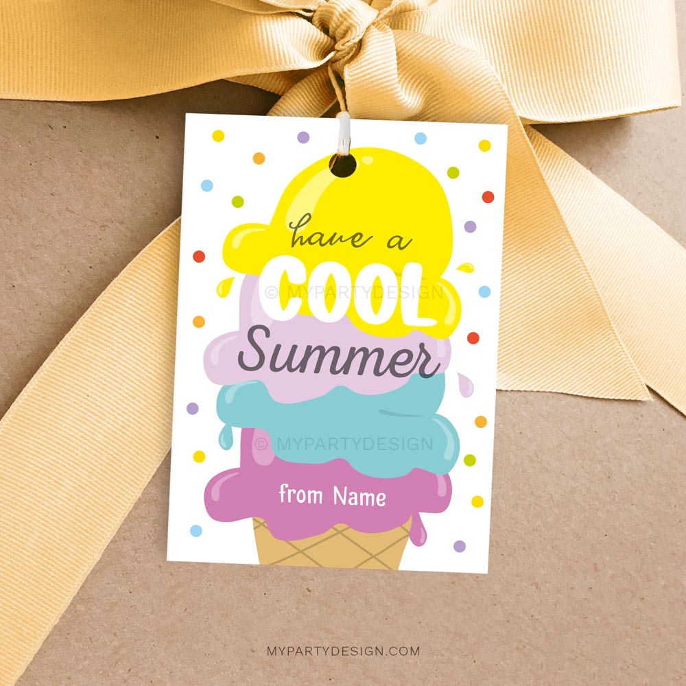 Summer Ice Cream Gift Tag Printable PDF My Party Design