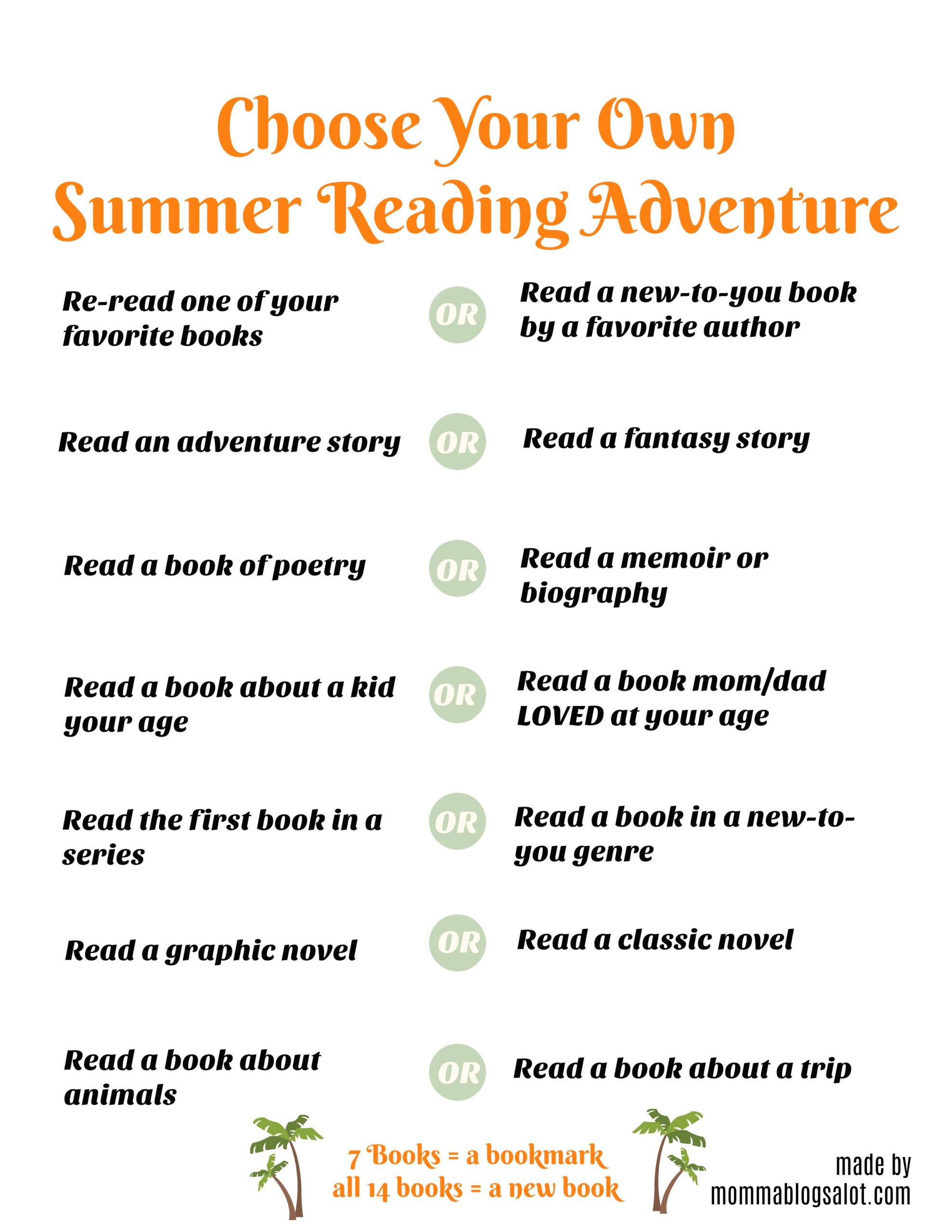 Summer Reading 2018 Choose Your Own Adventure Free Printable Mommablogsalot