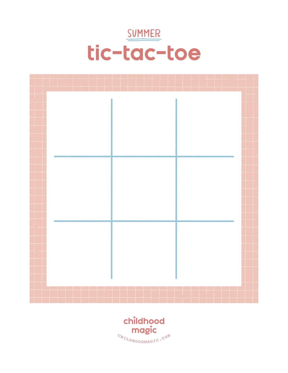 Summer Tic Tac Toe Childhood Magic