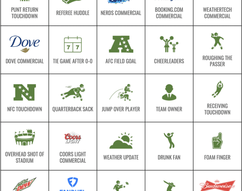 Super Bowl Bingo 2025 Free Printable Cards Commercial Bingo