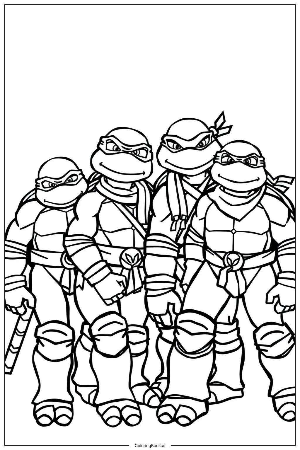 Teenage Mutant Ninja Turtles On A Mission Coloring Page Free PDF PNG Printable 