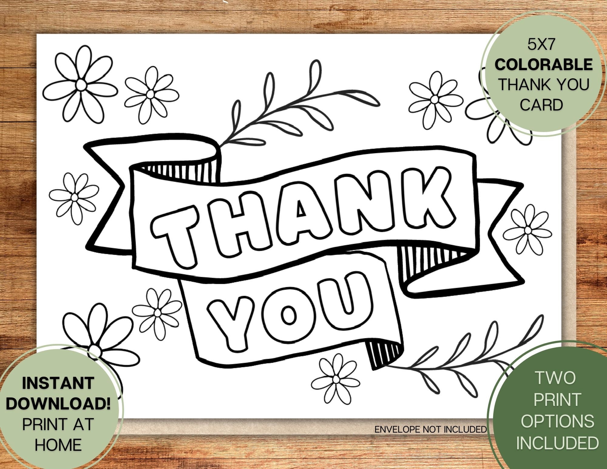 Thank You Card Printables Coloring Page For Kids