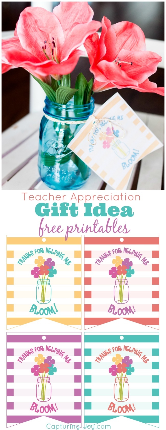 Thanks For Helping Me Bloom Teacher Gift Printable Capturing Joy With Kristen Duke
