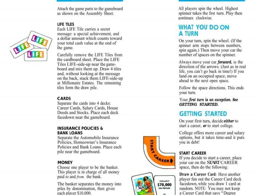 The Game Of Life Instructions Hasbro