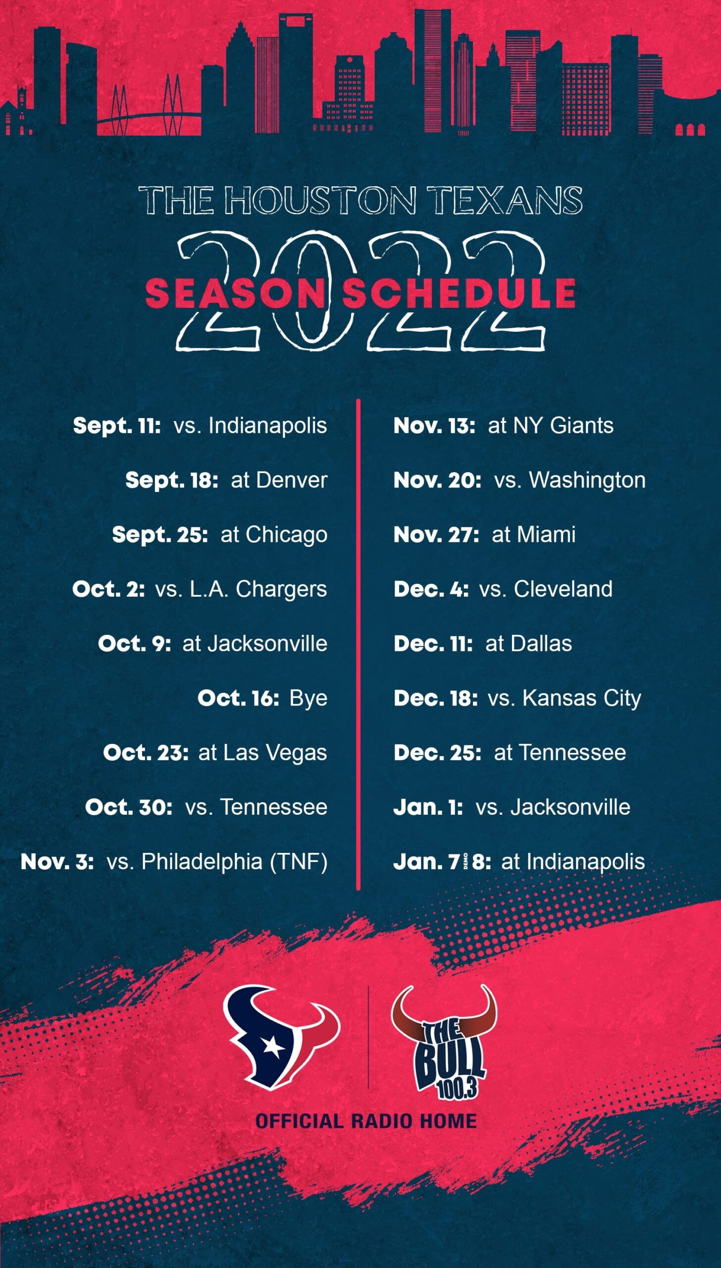 The Houston Texans Schedule Has Officially Been Released 