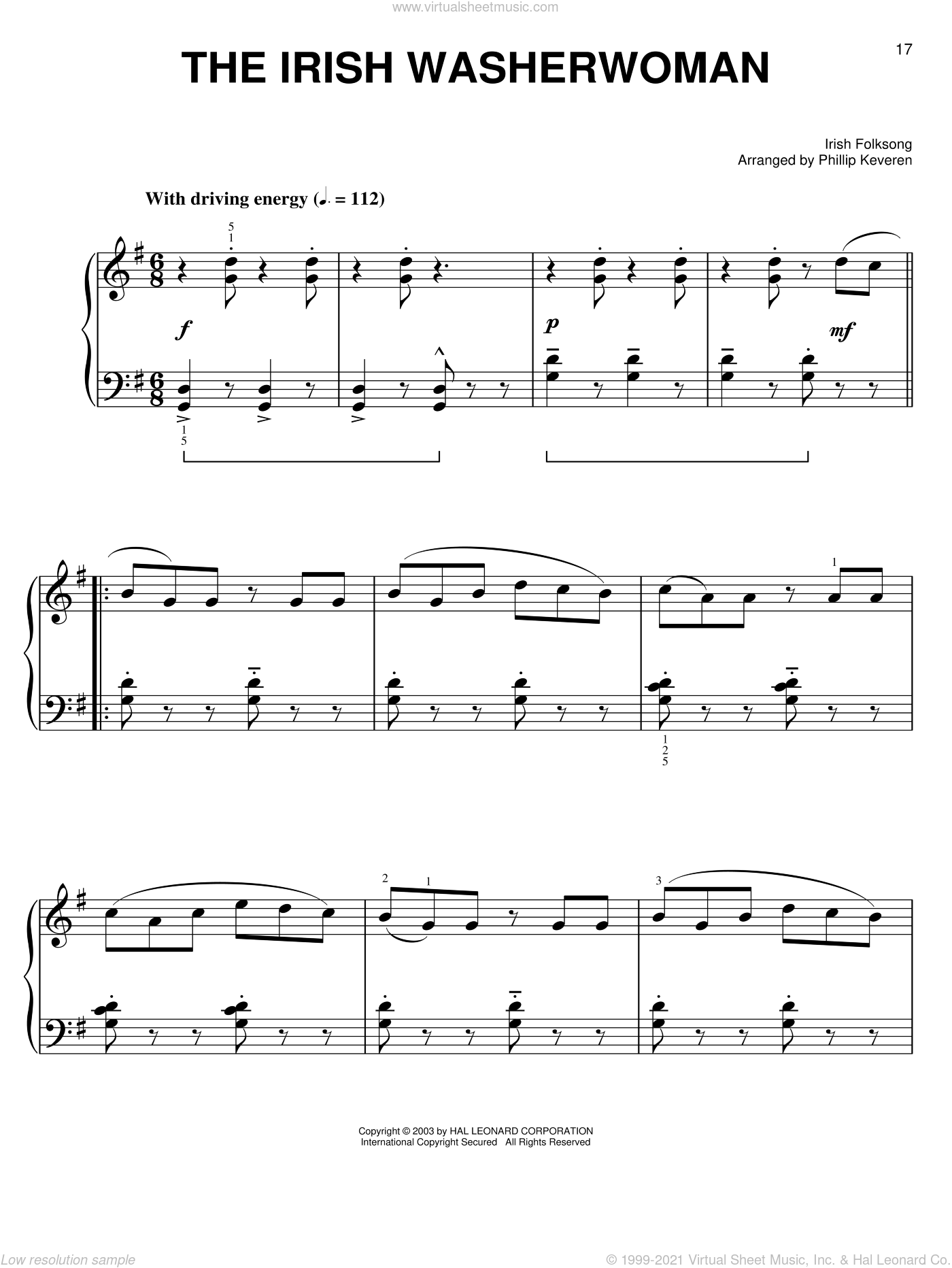 The Irish Washerwoman arr Phillip Keveren easy Sheet Music For Piano Solo