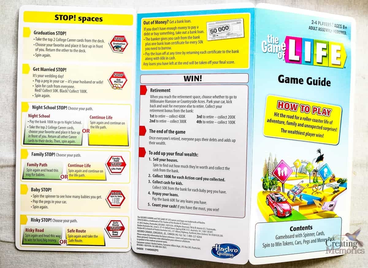 The NEW Game Of Life By Hasbro With Instructions For Life The Game