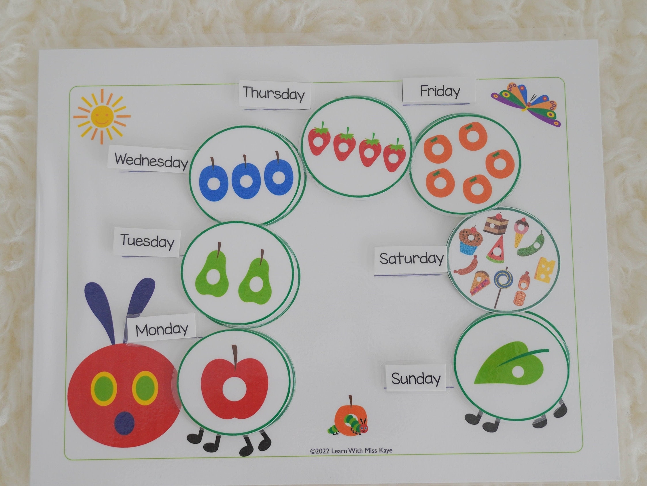 The Very Hungry Caterpillar Printable Activity Worksheet For Toddler Busy Book Preschool Kindergarten Days Of The Week Eric Carle Etsy