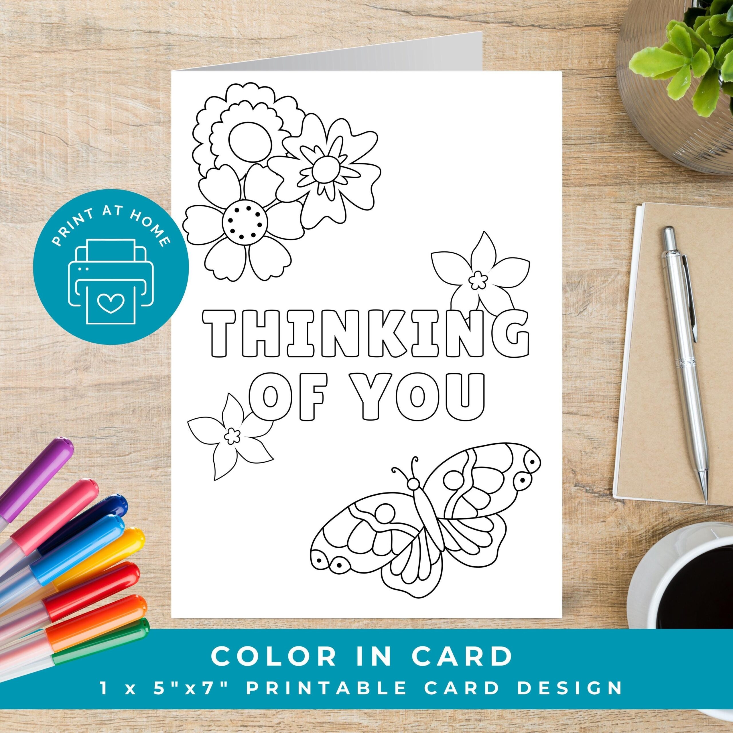 Thinking Of You Coloring Cards Printable Thinking Of You Card To Color Get Well Soon Card Sympathy Card Bereavement Card Cards To Color Etsy