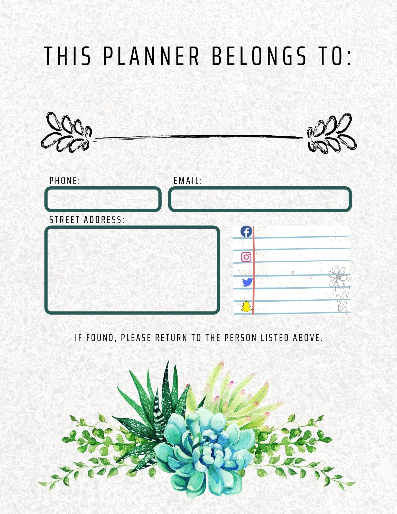 This Planner Belongs To PDF Printable Digital Download Goodnotes5 Compatible Social Media Included Etsy Australia