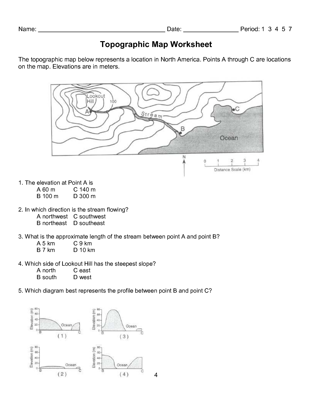 Free Printable Topographic Map Worksheets