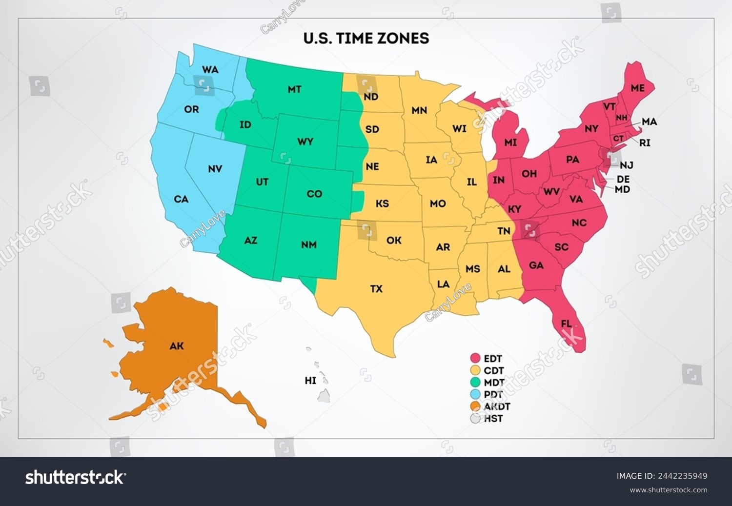 United States Map Time Zones Over 218 Royalty Free Licensable Stock Illustrations Drawings Shutterstock