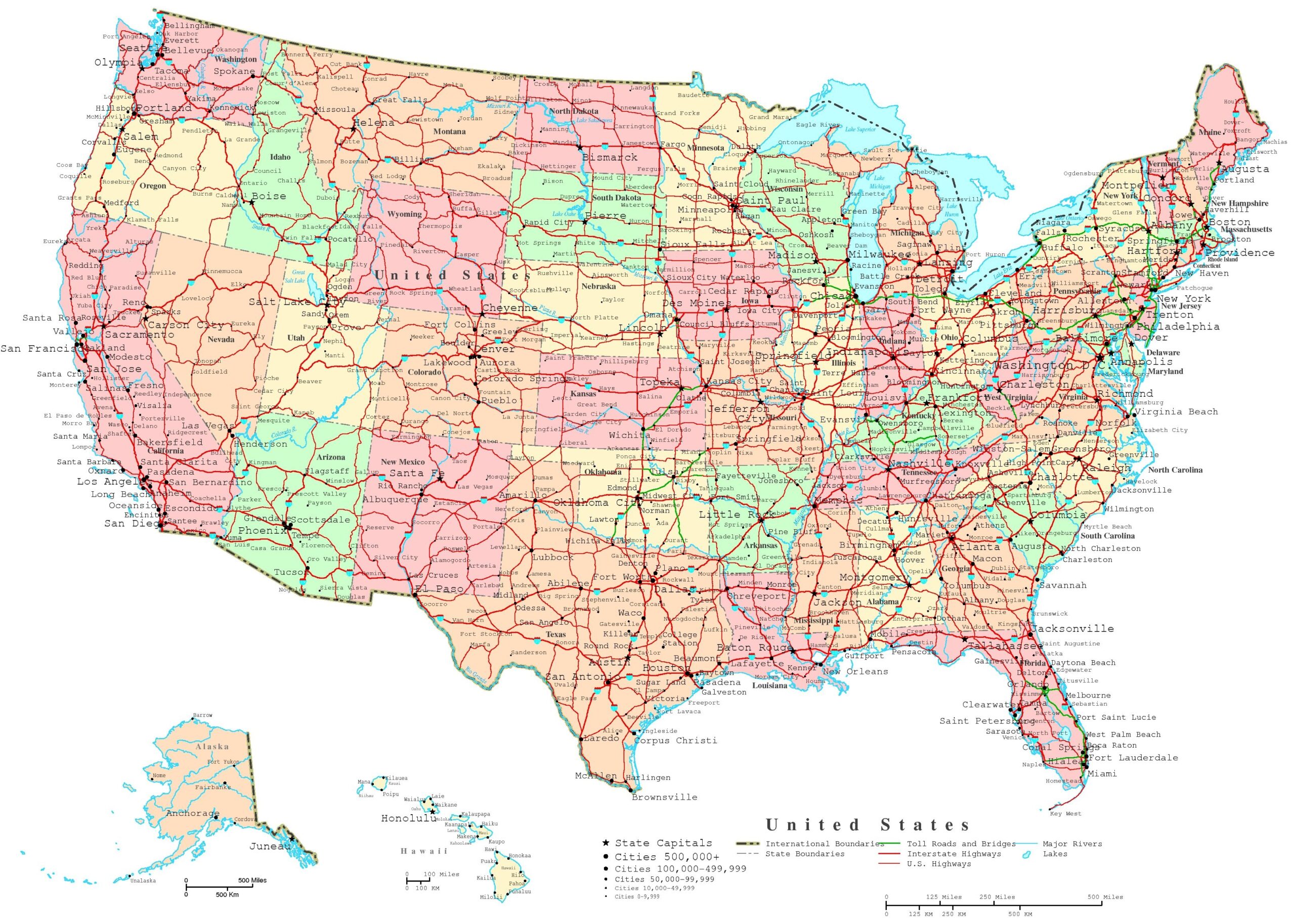 Map Of United States Printable Free