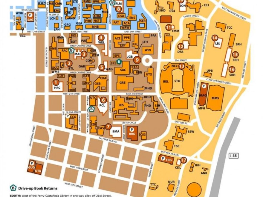 University Of Texas At Austin Campus Map University Of Texas Austin Campus Map Texas USA