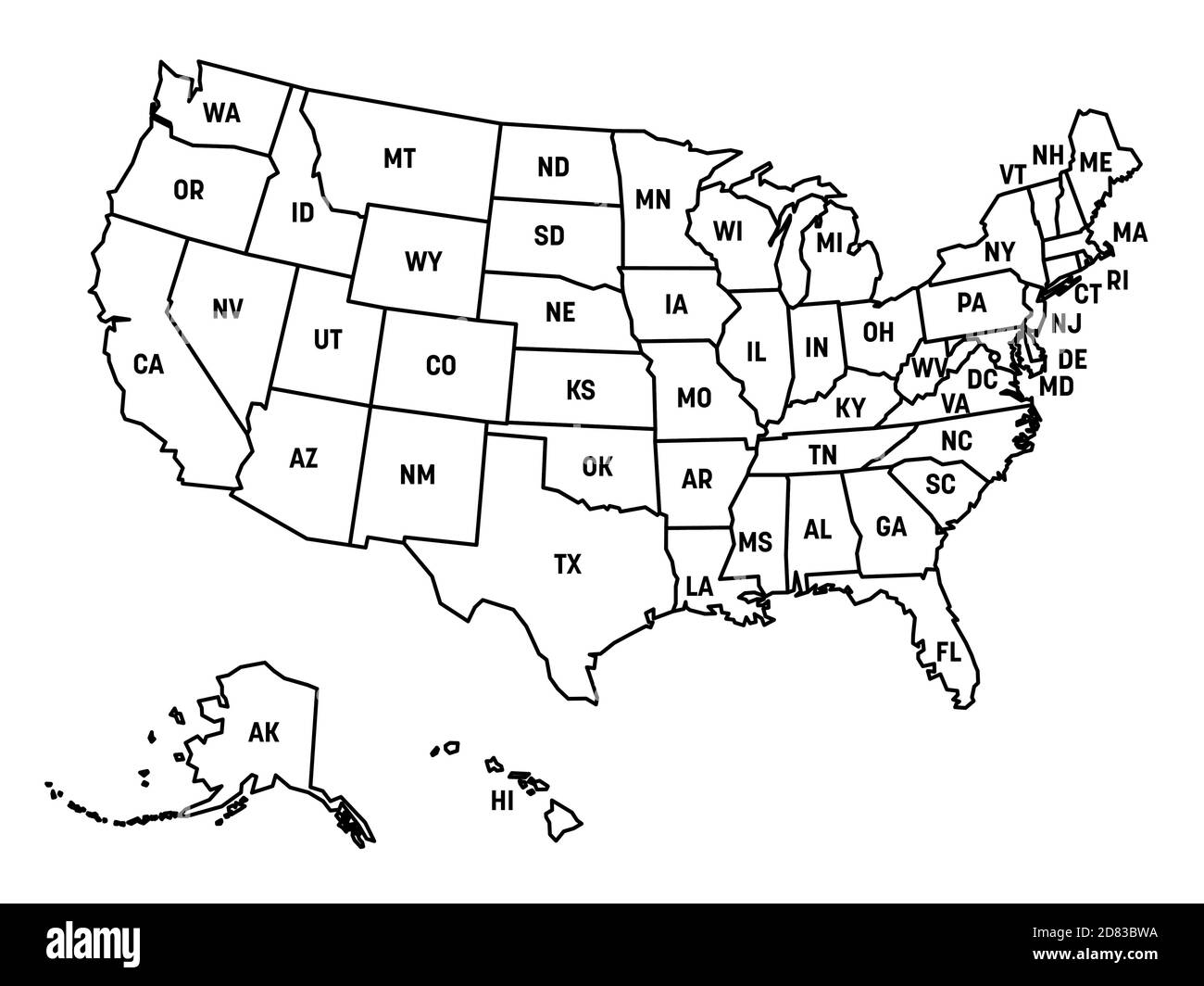 Usa Map States Cut Out Stock Images Pictures Alamy
