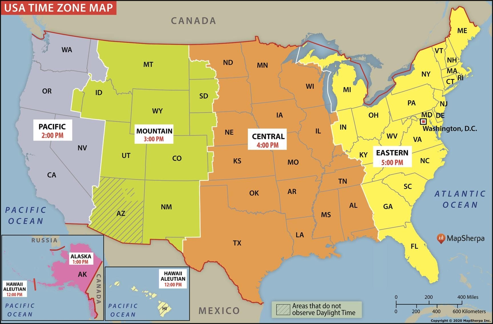 USA Time Zone Map Stanfords