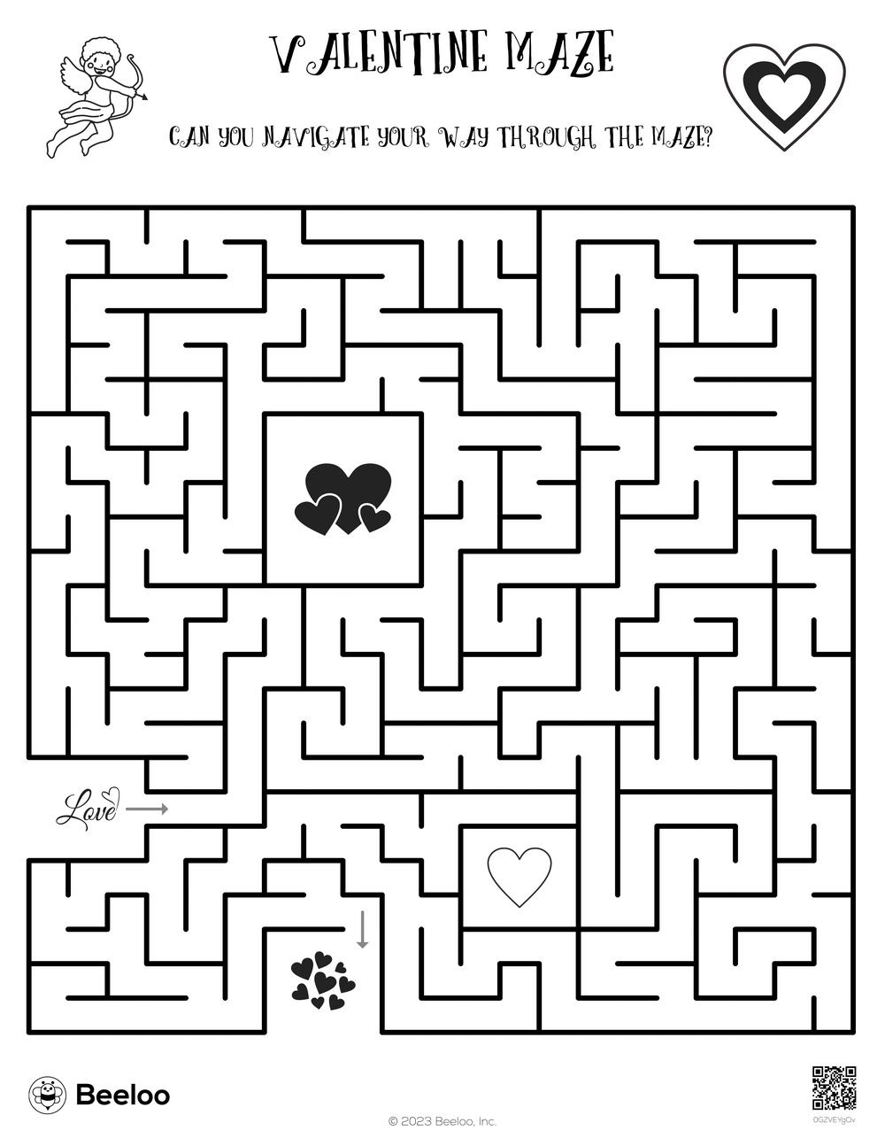 Valentine themed Mazes Beeloo Printable Crafts And Activities For Kids
