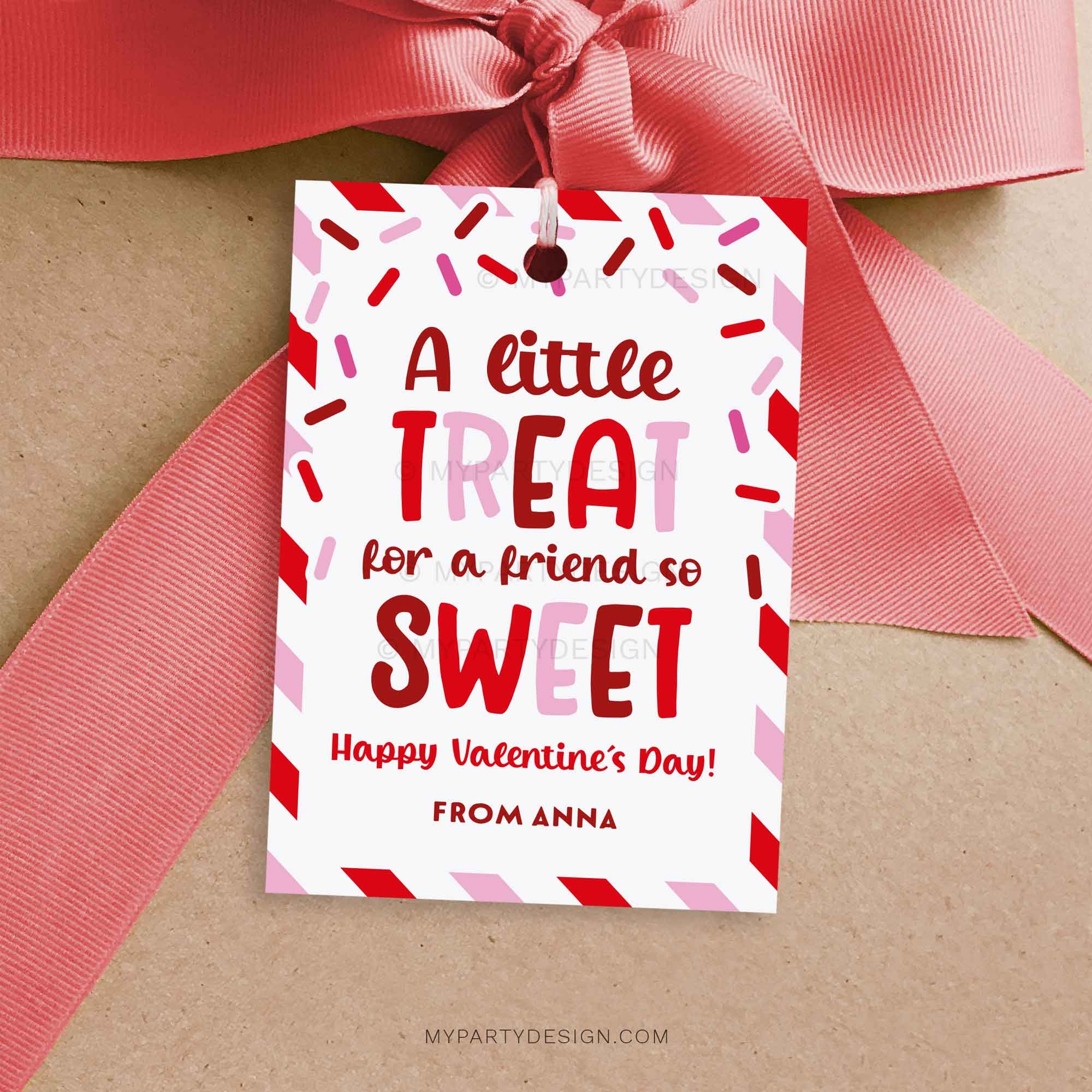 Valentines Treat For A Friend So Sweet Gift Tag Printable PDF My Party Design