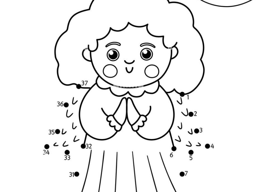 Vector Christmas Dot to dot And Color Activity With Cute Angel Winter Religious Holiday Connect The Dots Game For Children Funny Coloring Page For K Stock Vector Image Art Alamy
