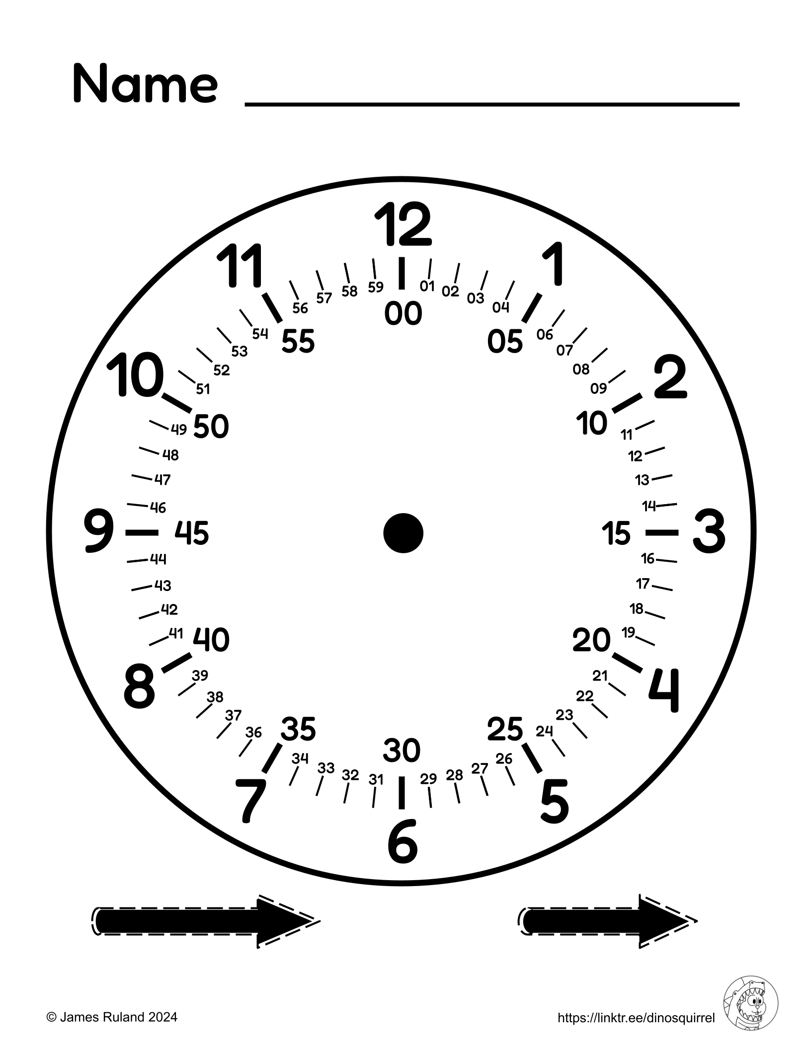 Visual Aid For Analogue Clocks Large Easy To Read Hours Minutes Learn To Read Time Clock Templates Included Classful