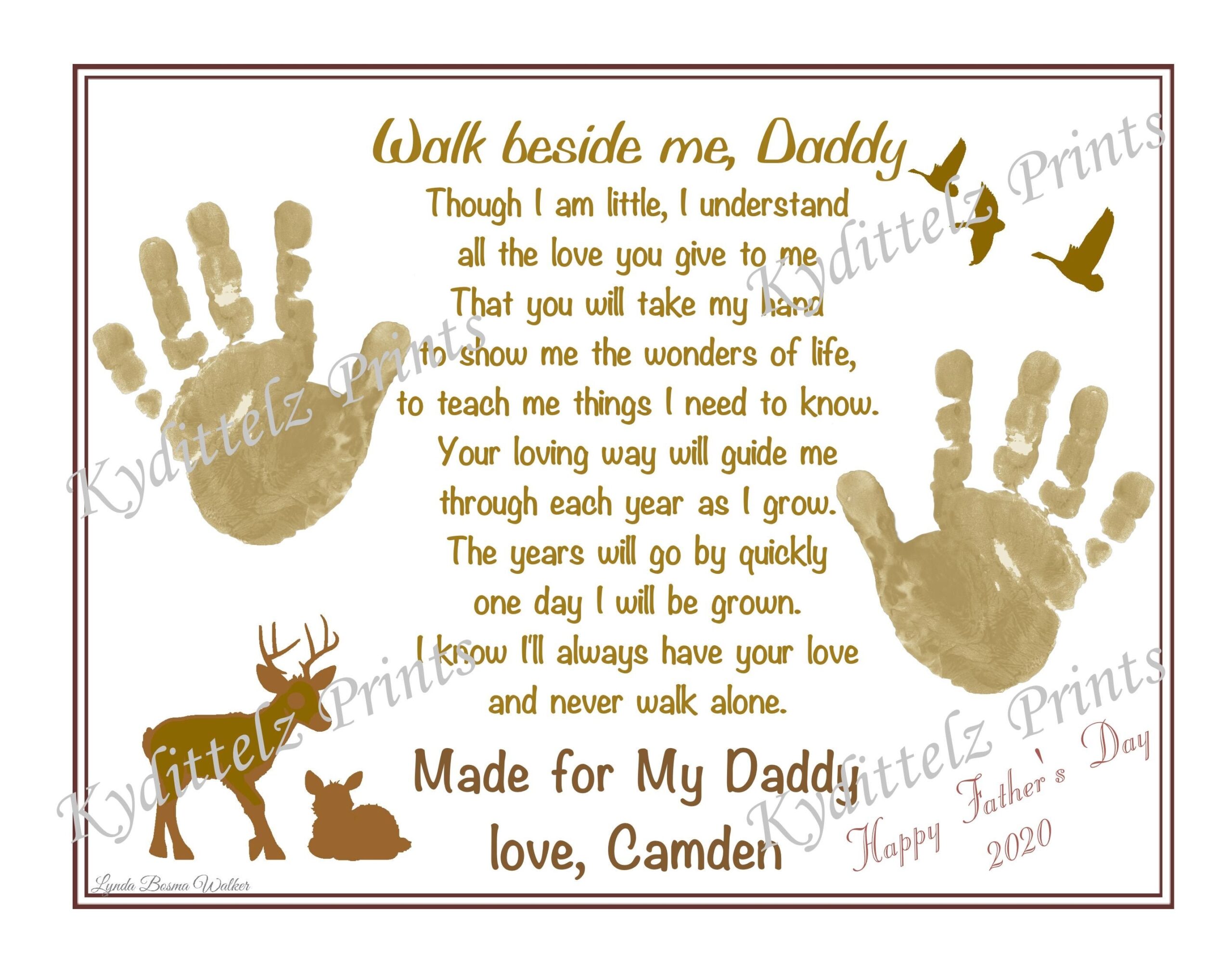 Walk Beside Me Daddy Personalized Poem baby Child Handprints New Father FATHER S Day Gift Christmas Gift Etsy