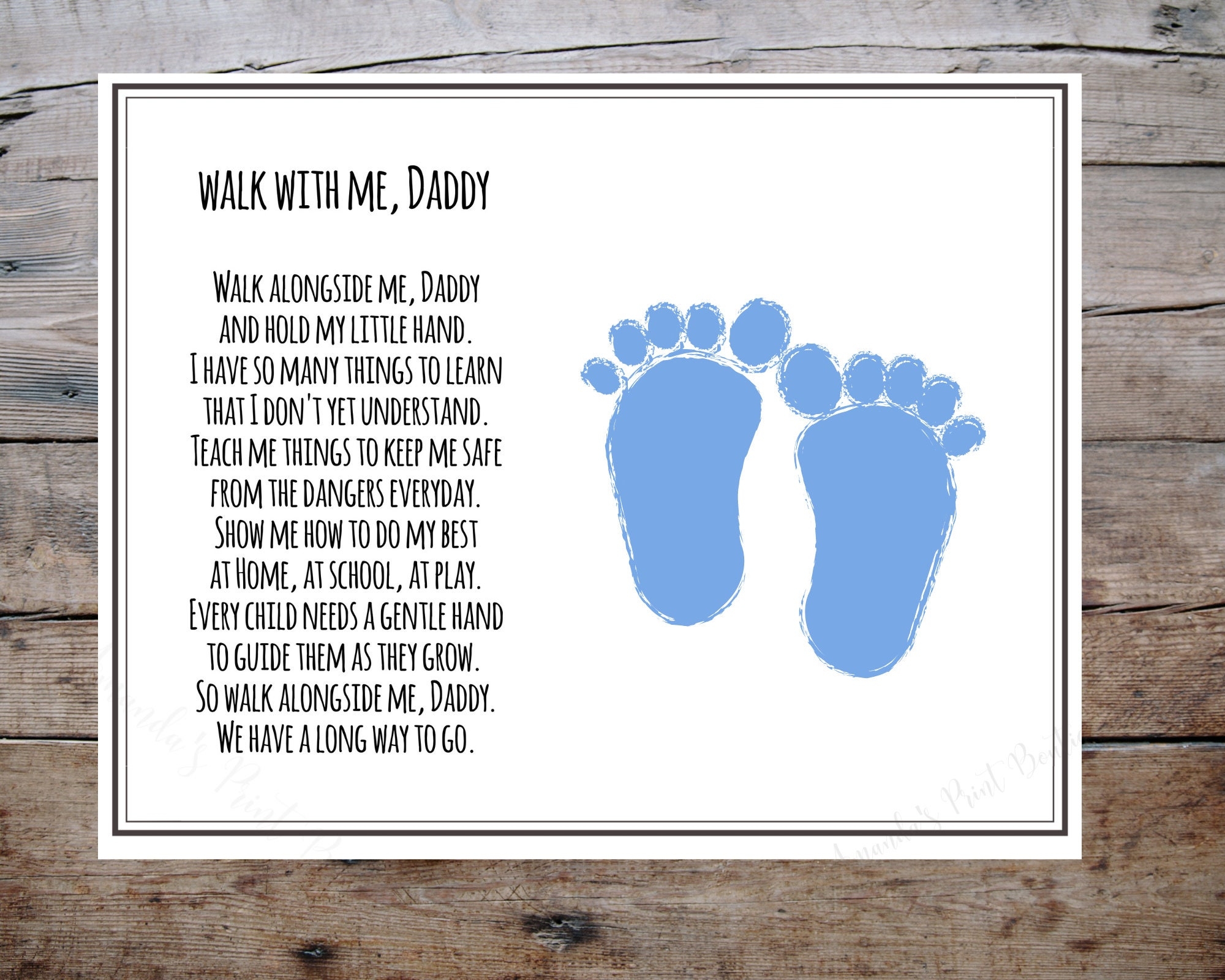 Walk With Me Daddy Walk Alongside Me Father s Day Handprint Keepsake Gift Personalize With Child s Prints Printable Craft New Dad Gift Etsy