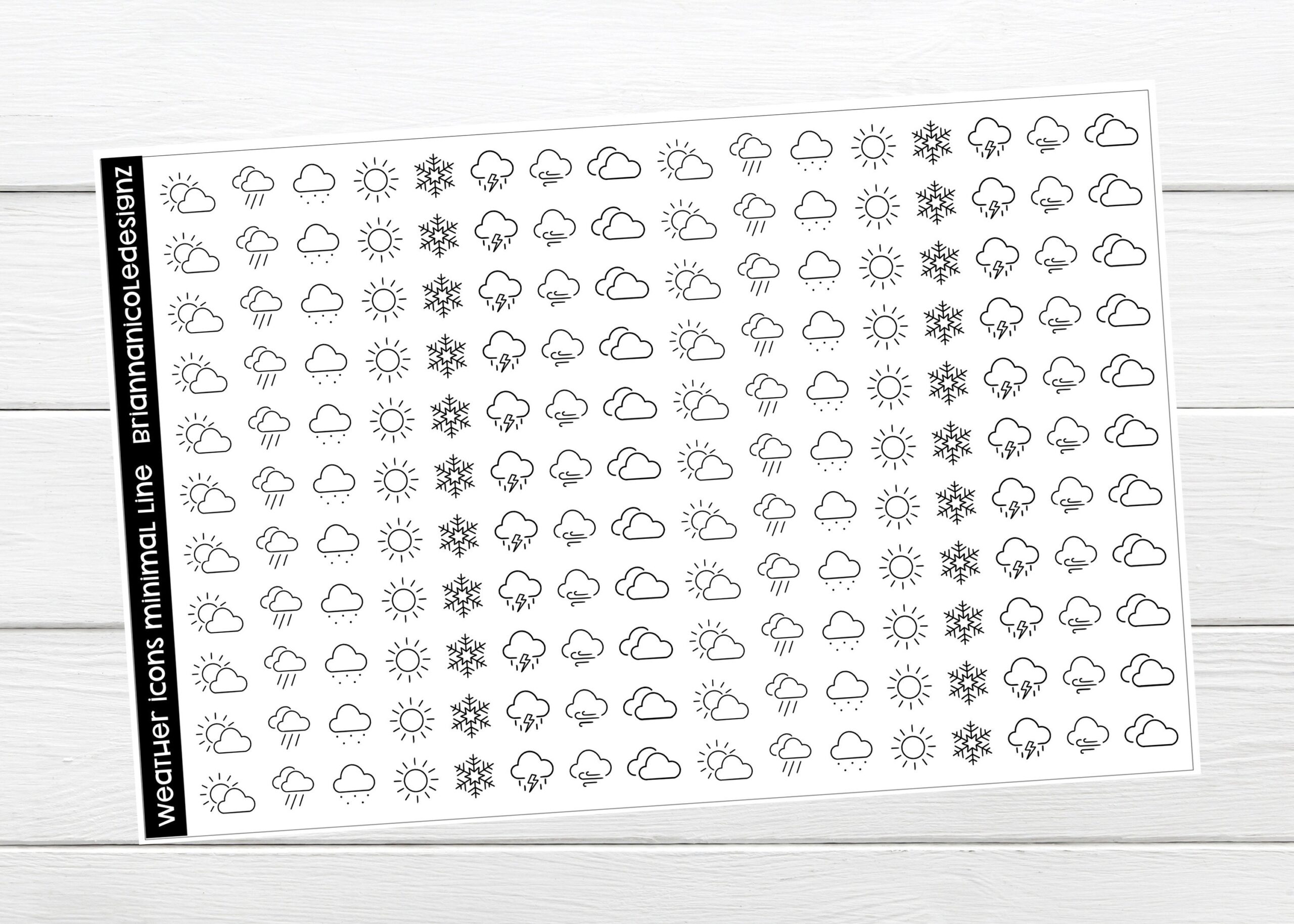 Weather Icons Minimal Line Planner Stickers Etsy