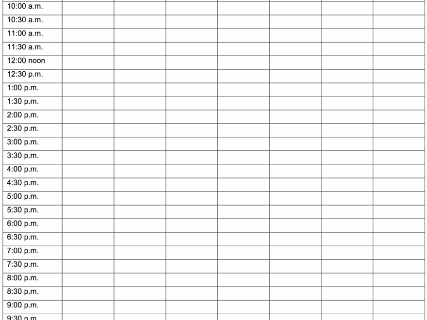Weekly Planner 30 Minute Intervals Learning Center