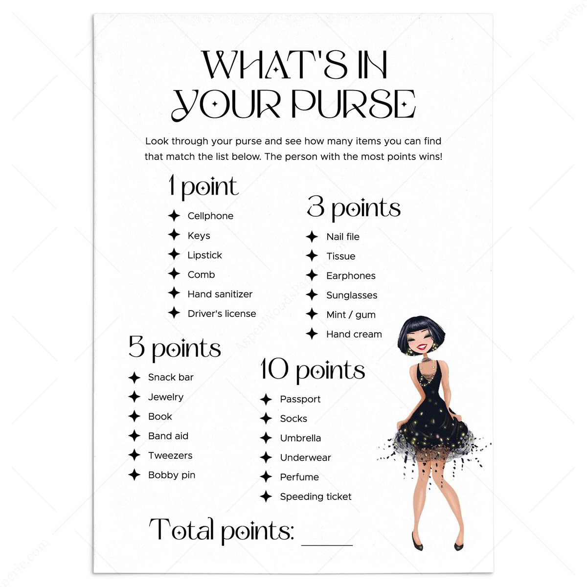 Free Printable WhatS In Your Purse Game