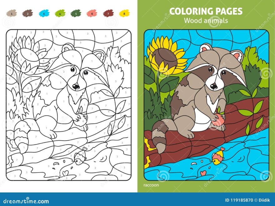 Wood Animals Coloring Page For Kids Raccoon Stock Vector Illustration Of Book Blue 119185870