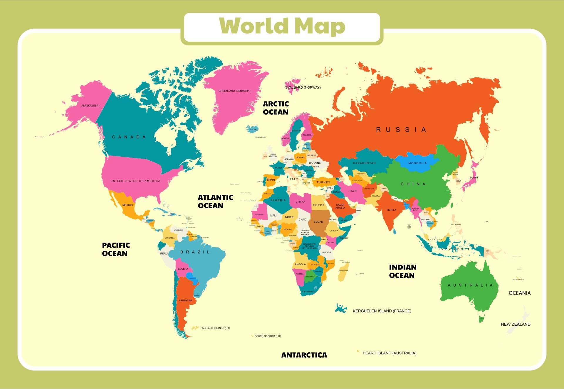 Printable Map Of The World Countries