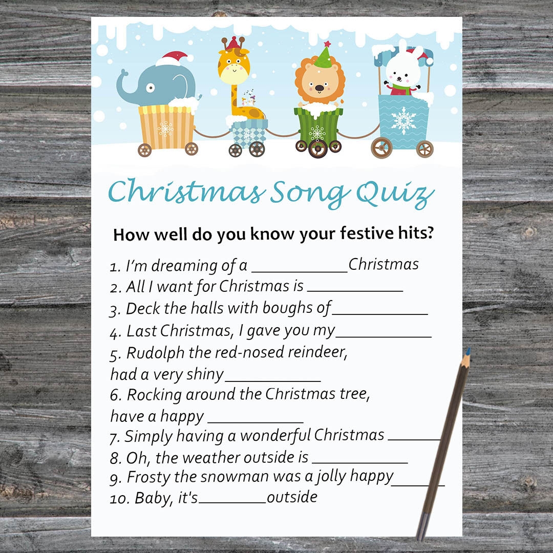 Xmas Train Christmas Card Christmas Song Trivia Game Printable By SweetDesign TheHungryJPEG