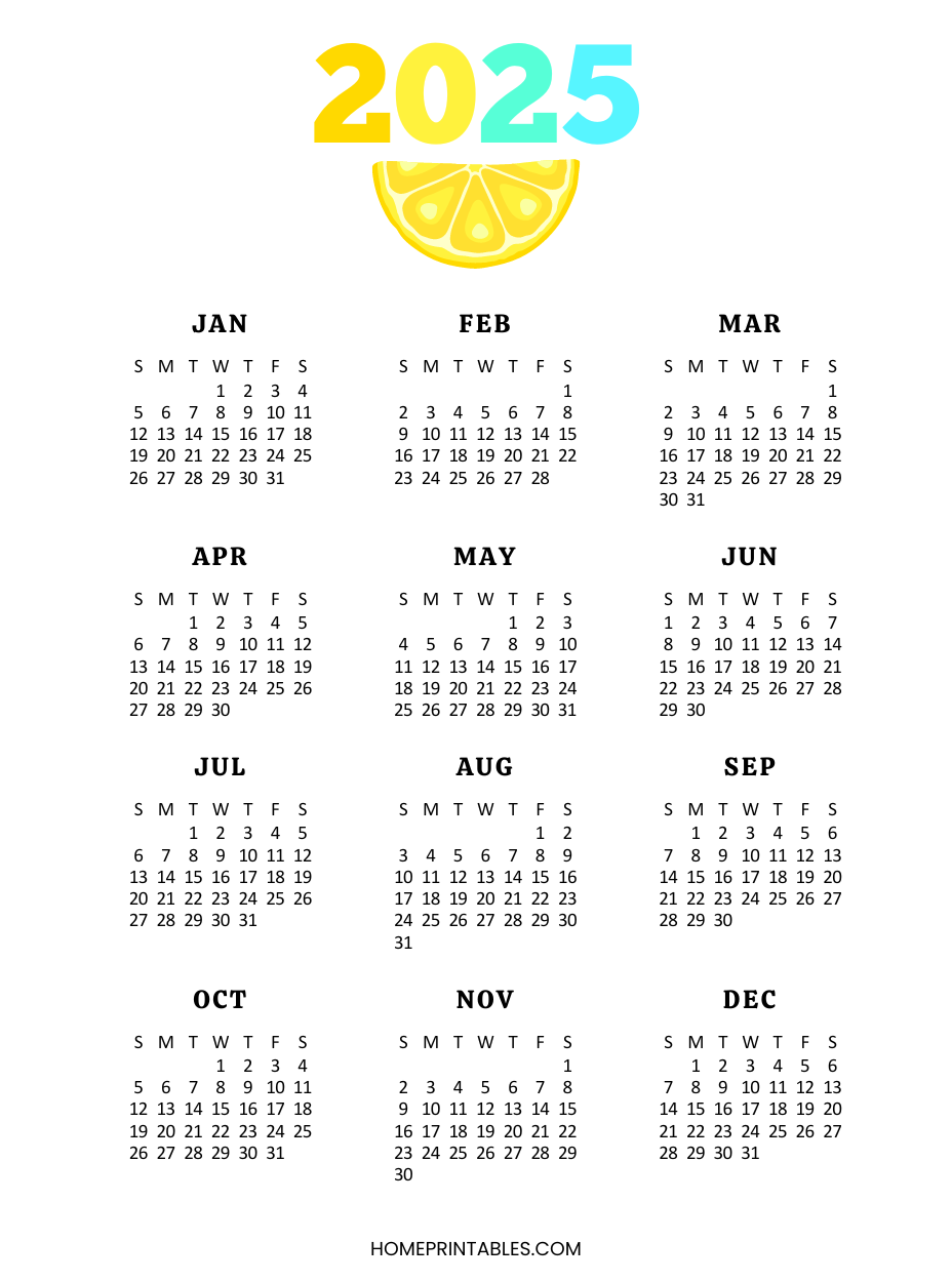 Printable Calendars For The Year 2025