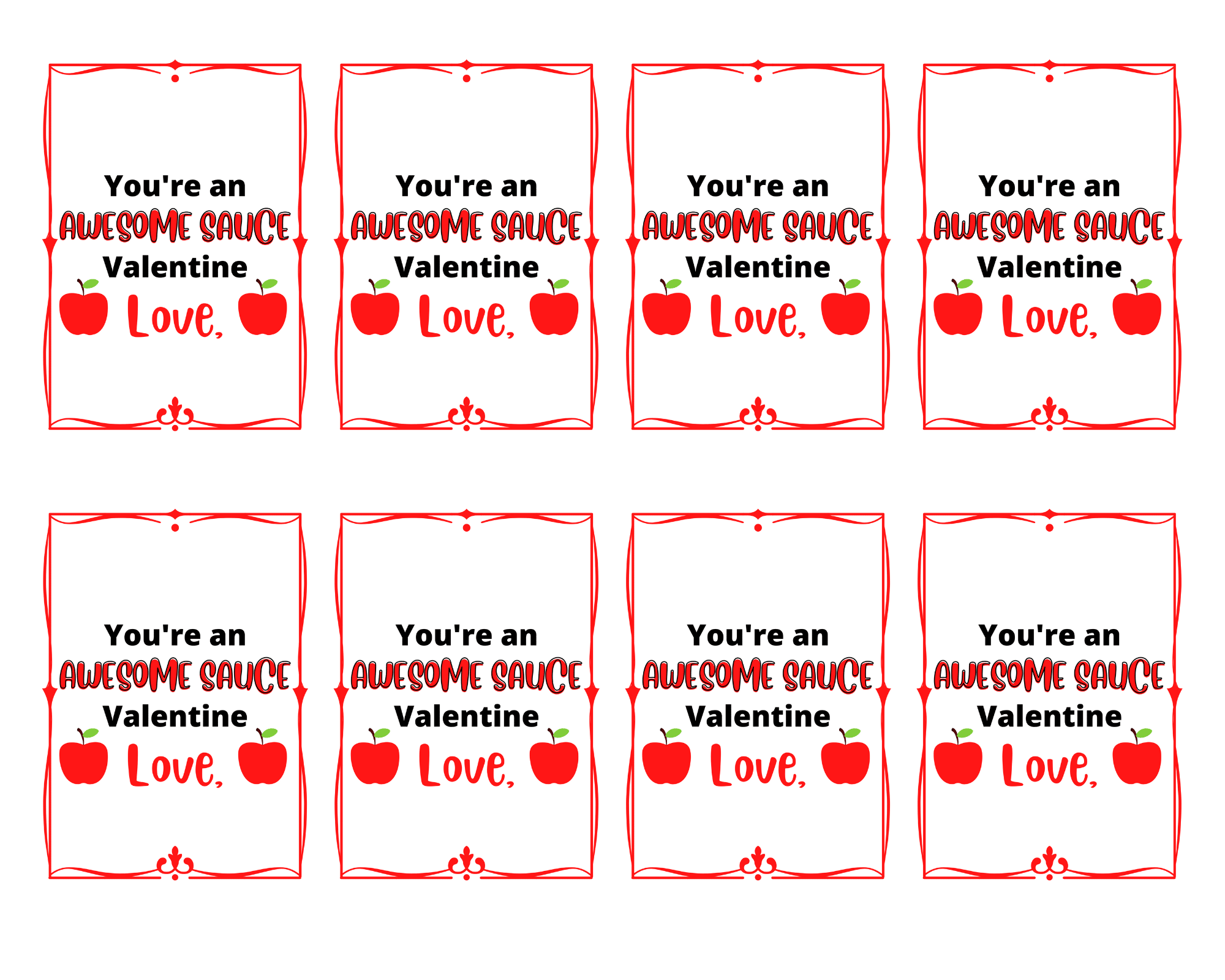 YouRe Awesome Sauce Valentine Printable