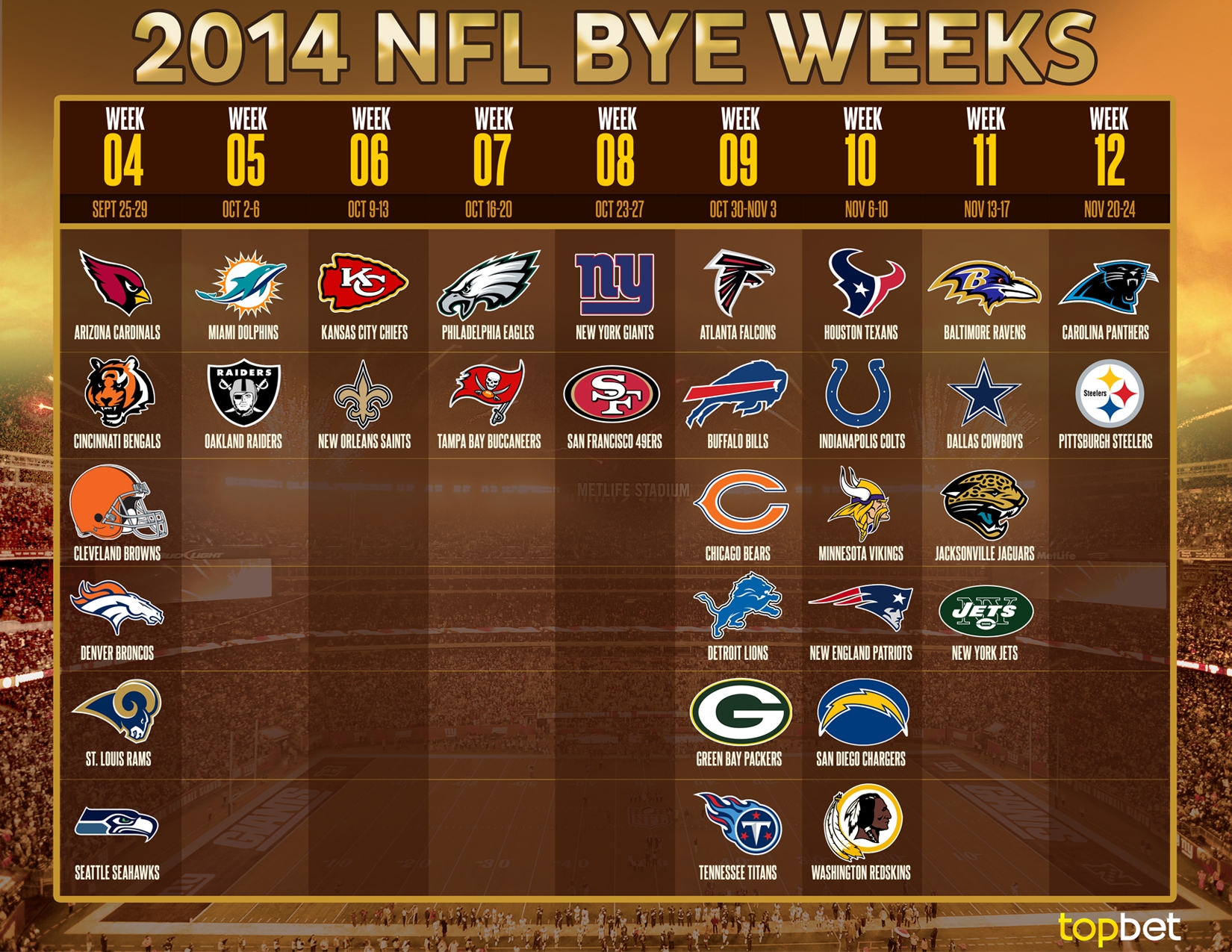 Nfl Bye Weeks 2025 Printable