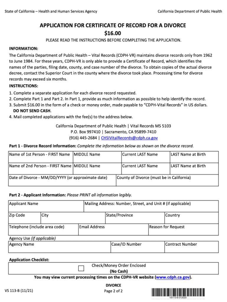 2021 2025 Form CA VS 113 B Fill Online Printable Fillable Blank PdfFiller