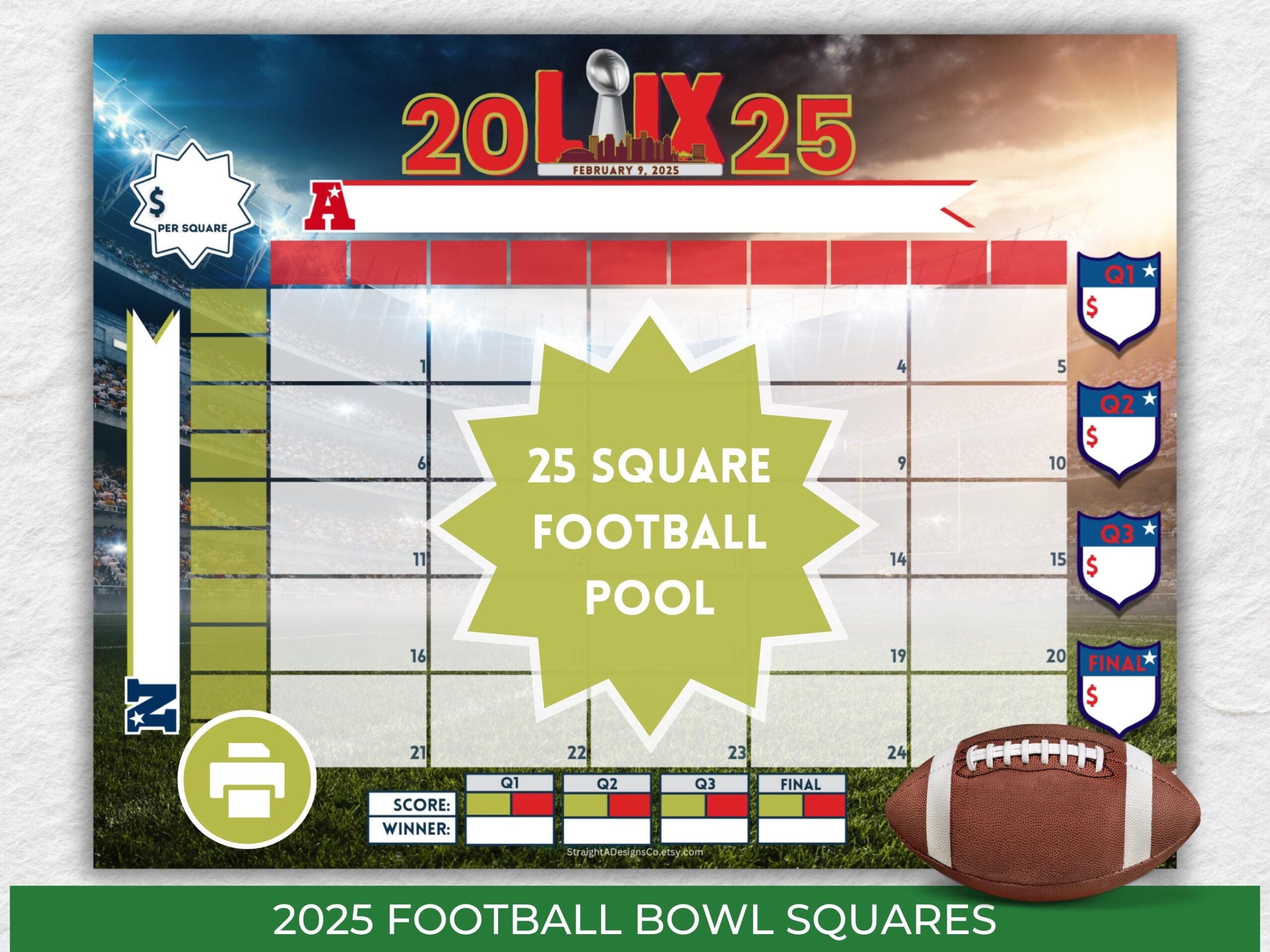 Printable Super Bowl Squares 2025