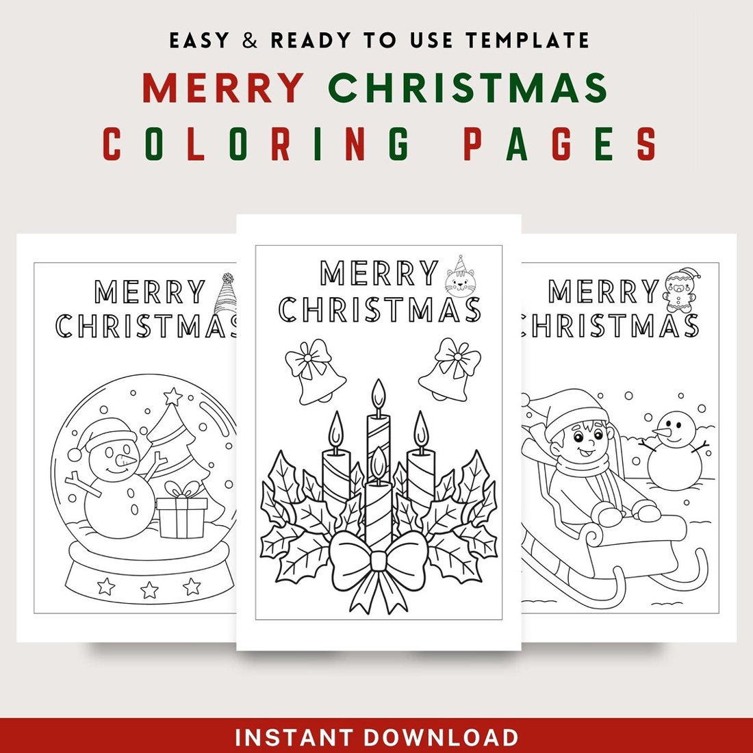 Christmas Card Coloring Pages Printable