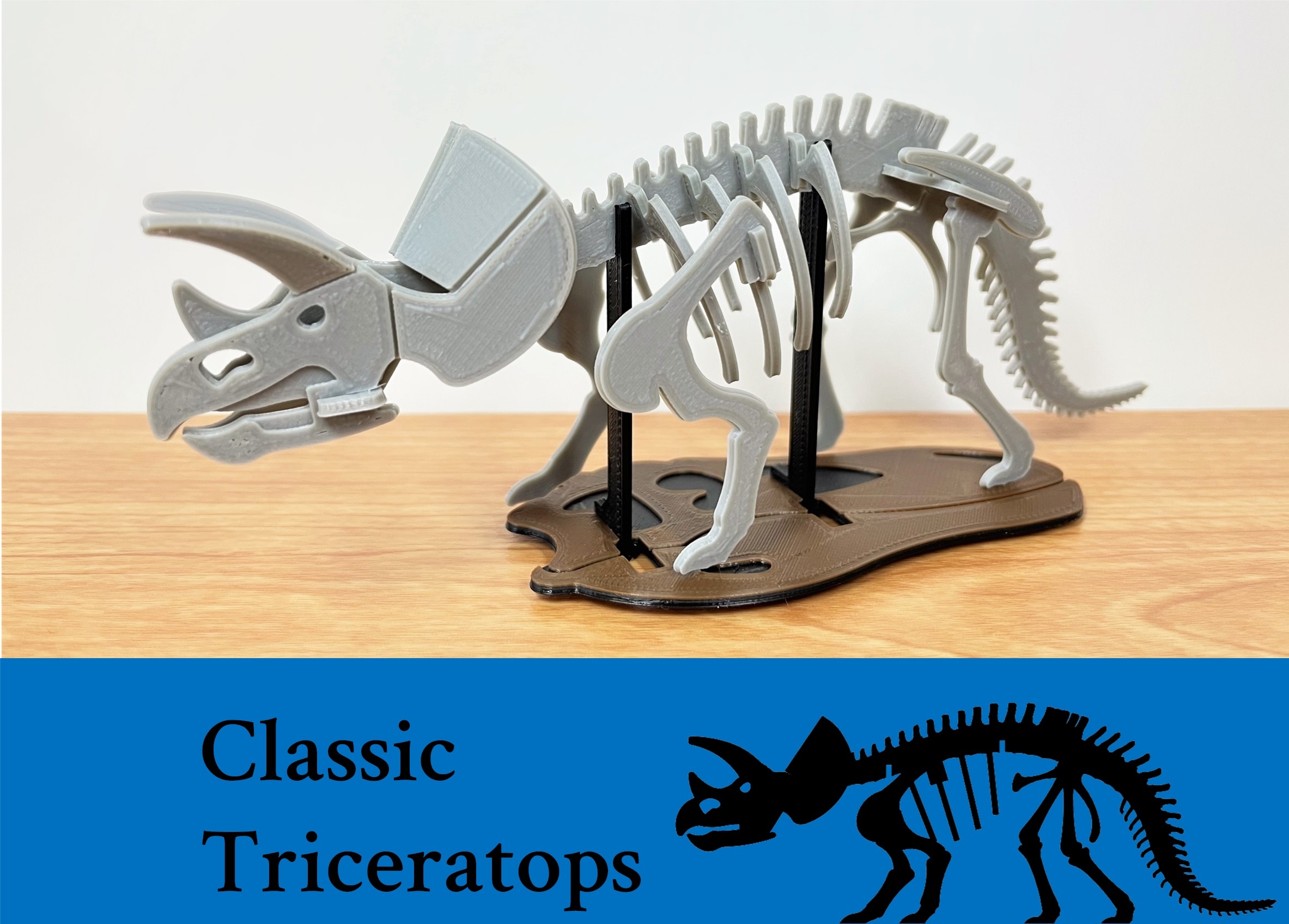  3Dino Puzzle Classic Style Triceratops Free STL File For 3D Printing Cults