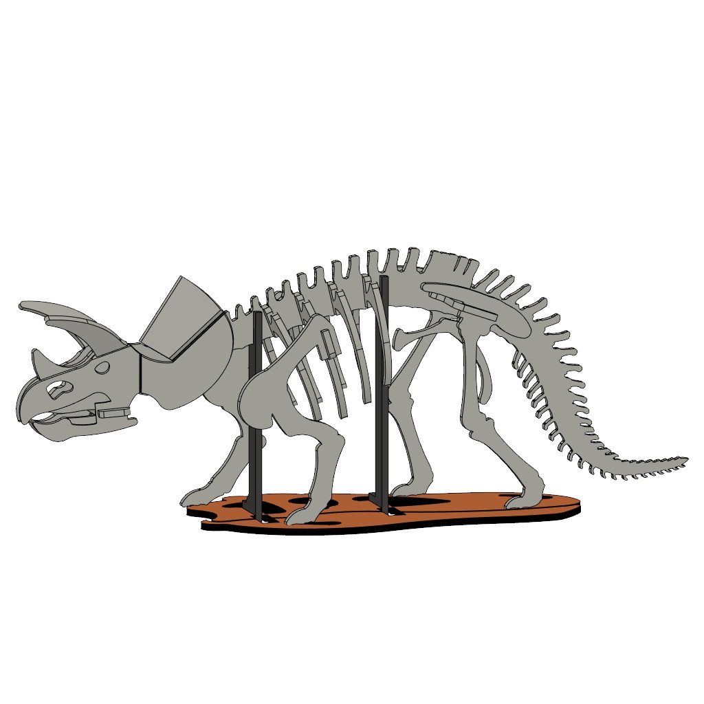  3Dino Puzzle Classic Style Triceratops Free STL File For 3D Printing Cults