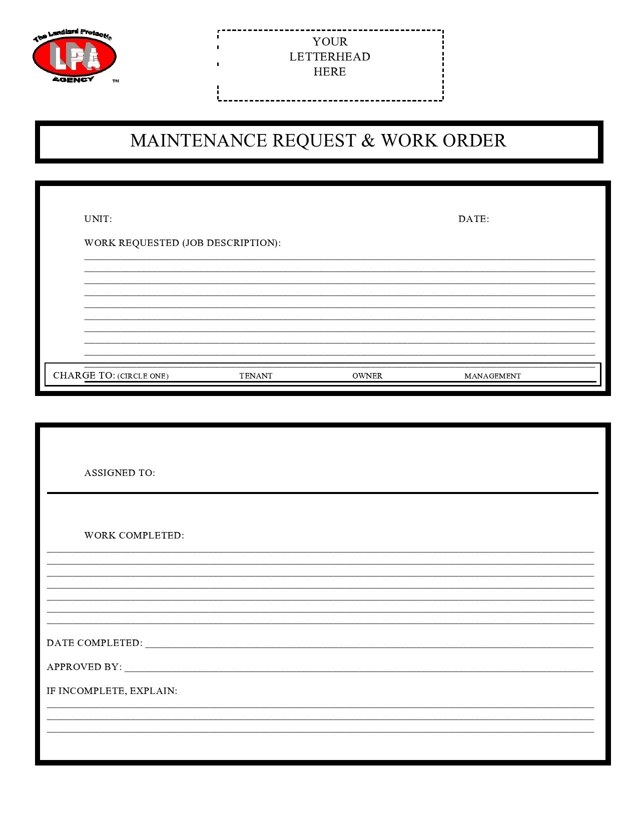52 Printable Work Order Templates Excel Word PDF 