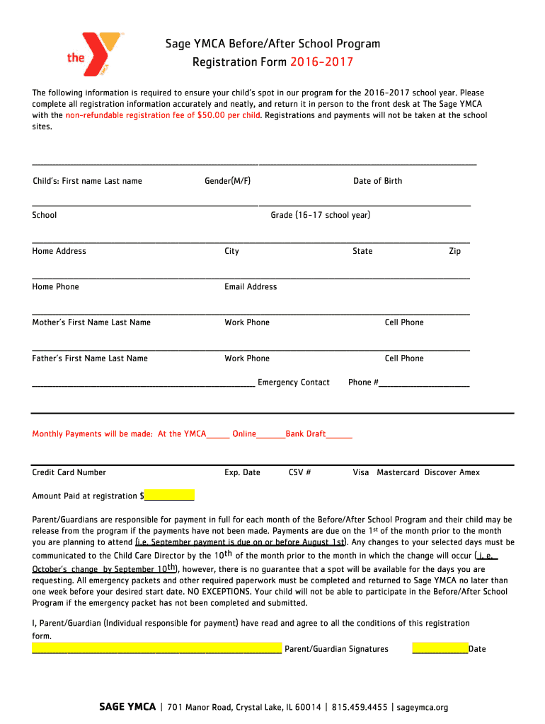 After School Program Registration Form Template Fill Out Sign Online DocHub
