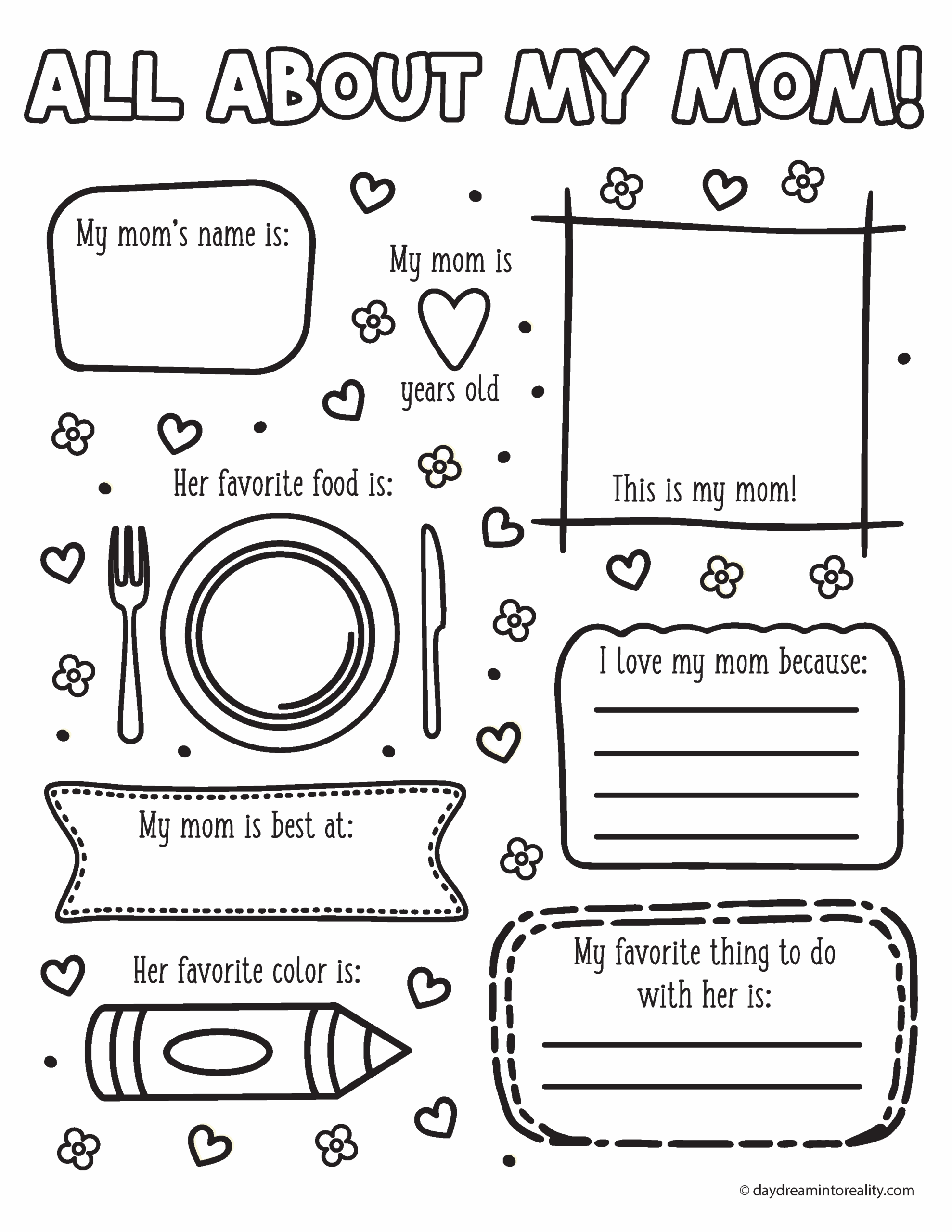 All About My Mom Printable Free