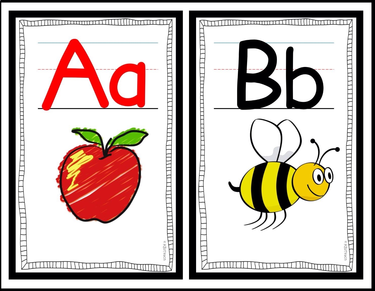 Alphabet Classroom Decor Wall Cards A Z RF K 3a Black Border Worksheets Library