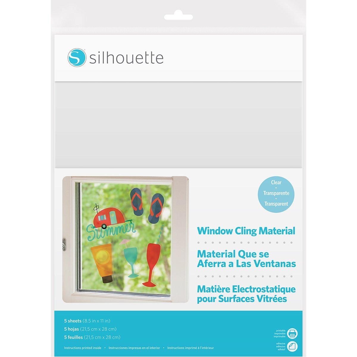 Amazon Silhouette America Silhouette Of America Media CLR Printable Window Cling 8 5 X11 5 Pkg Clear Arts Crafts Sewing