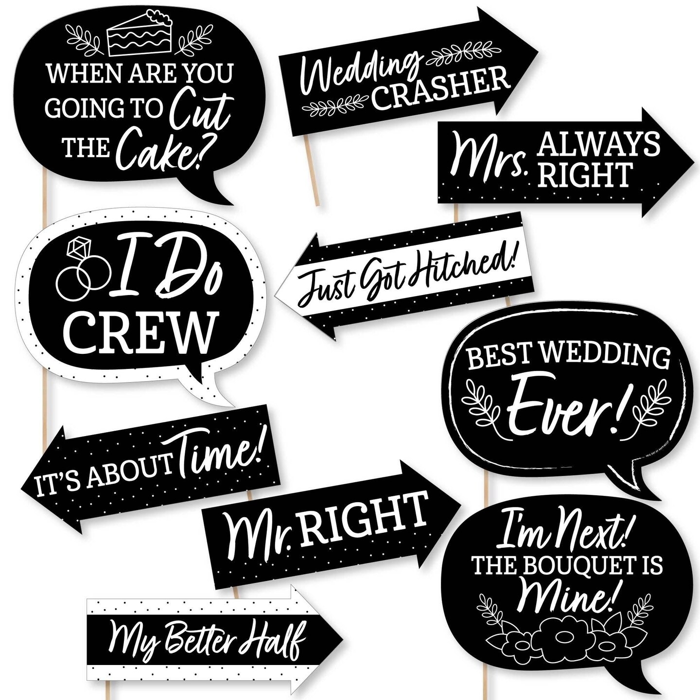 Big Dot Of Happiness Funny Mr And Mrs Black And White Wedding Or Bridal Shower Photo Booth Props Kit 10 Piece Michaels