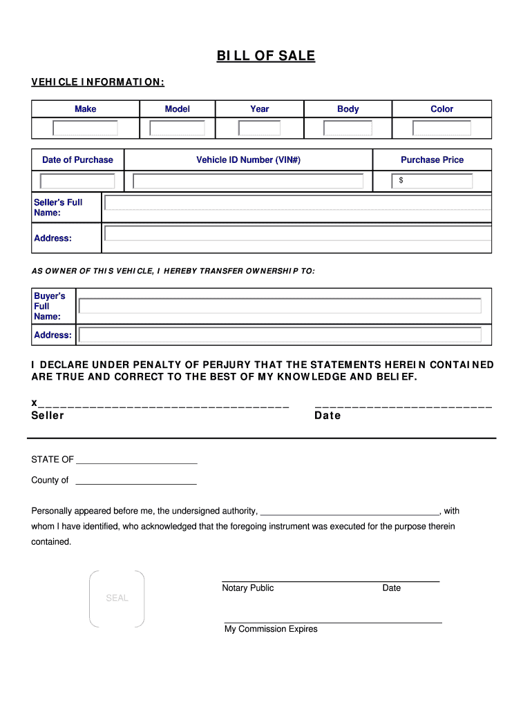 Bill Of Sale Tn Fill Online Printable Fillable Blank PdfFiller